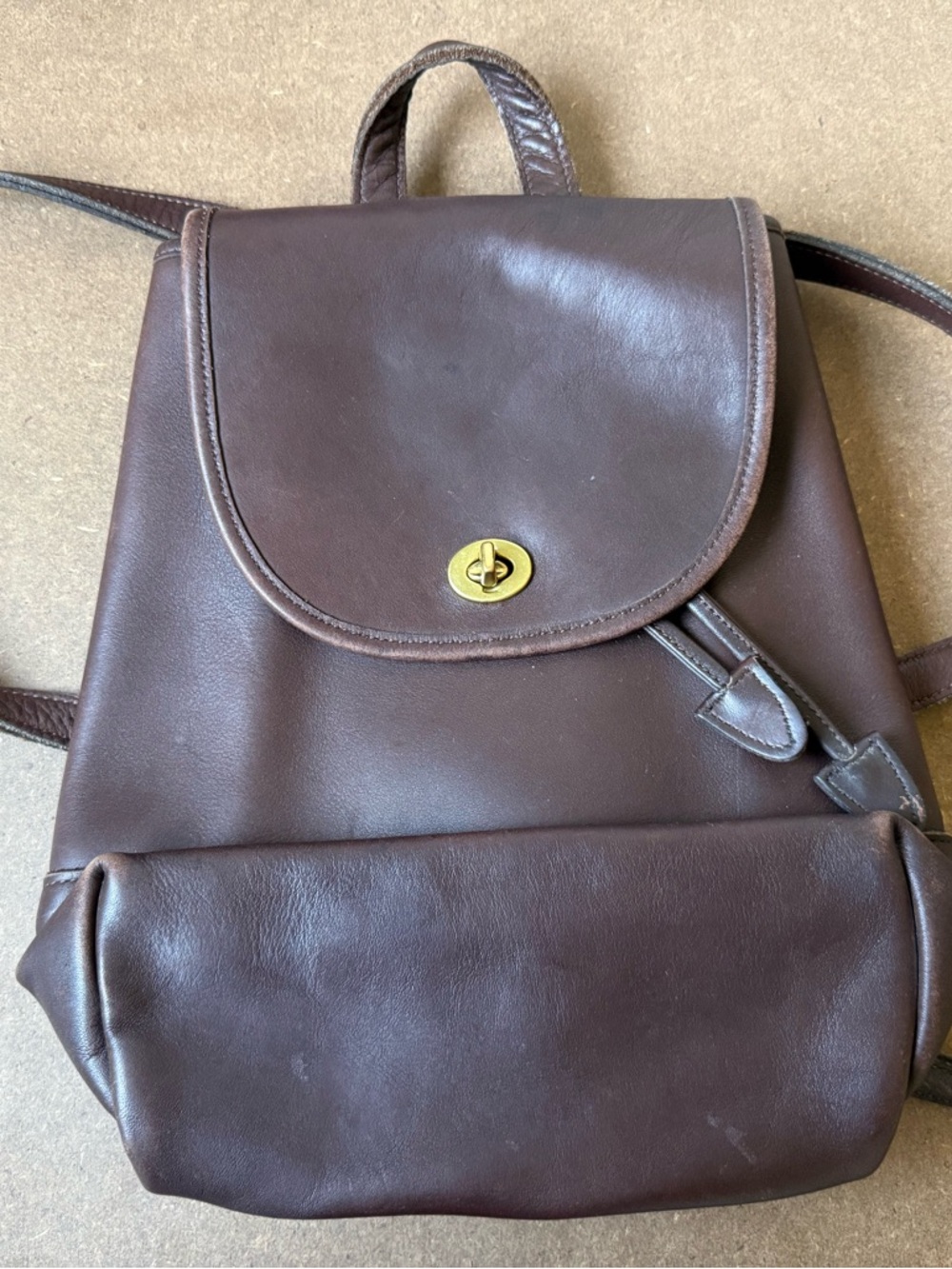 Vintage Coach Brown Leather Large Daypack Backpack